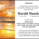 Traueranzeige Harald Hanske