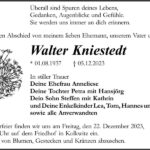 Traueranzeige Walter Kniestedt