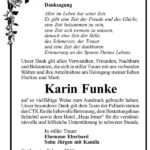 Danksagung Karin Funke