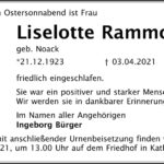 Traueranzeige Liselotte Rammolt, geb. Noack
