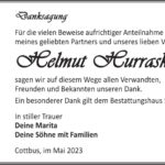 Traueranzeige Helmut Hurrask