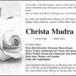 Traueranzeige Christa Mudra
