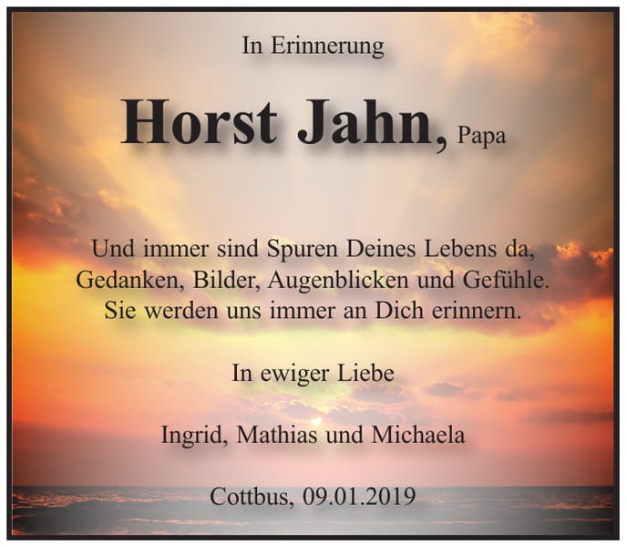 Jahresgedenken Horst Jahn