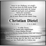Traueranzeige Christian Dietel