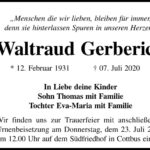 Traueranzeige Waltraud Gerberich