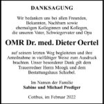 Danksagung OMR Dr. med. Dieter Oertel