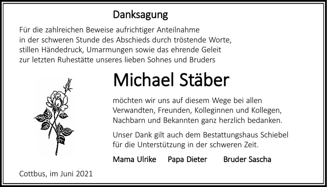 Danksagung Michael Stäber