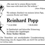 Traueranzeige Reinhard Popp