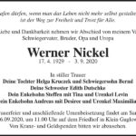 Traueranzeige Werner Nickel
