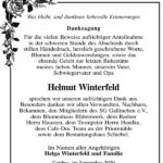 Danksagung Helmut Winterfeld