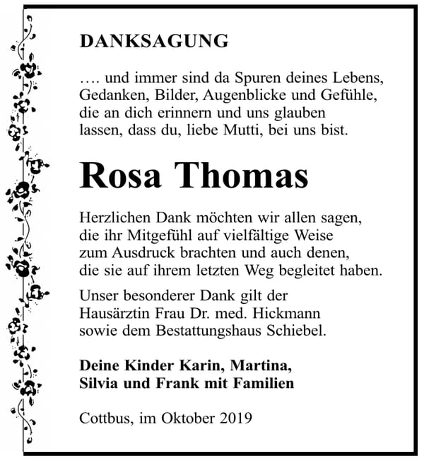 Danksagung Rosa Thomas