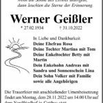 Traueranzeige Werner Geißler