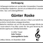 Danksagung Günter Roske