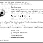 Danksagung Martha Opitz
