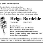 Traueranzeige Helga Bardehle