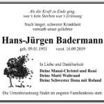 Traueranzeige Hans-Jürgen Badermann
