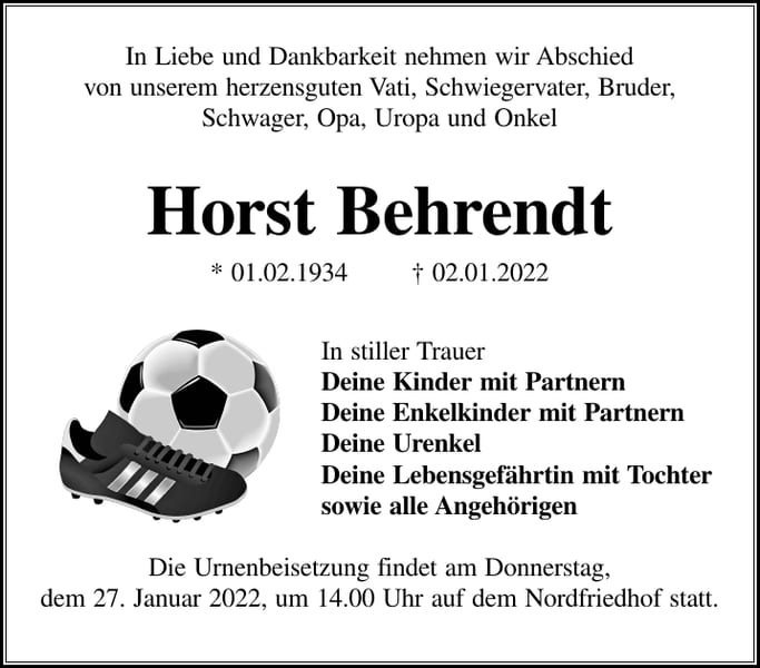 Traueranzeige Horst Behrendt