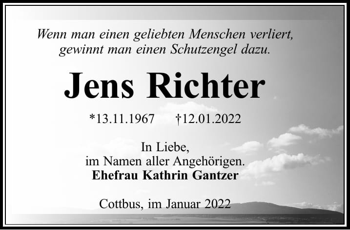 Traueranzeige Jens Richter