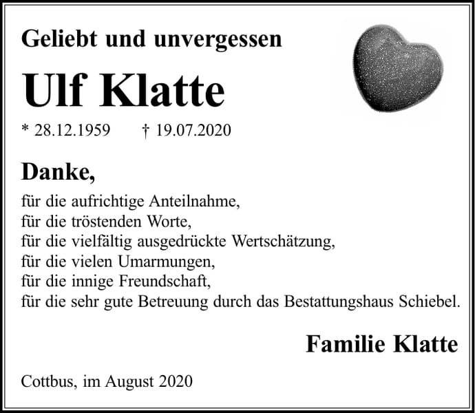 Danksagung Ulf Klatte