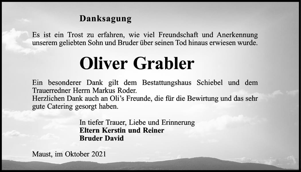 Danksagung Oliver Grabler