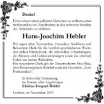 Danksagung Hans-Joachim Hebler