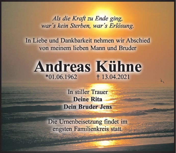 Traueranzeige Andreas Kühne