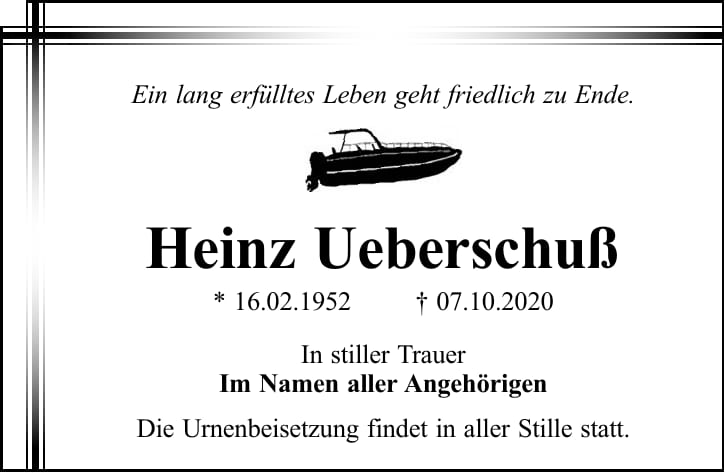 Traueranzeige Heinz Ueberschuß