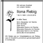 Traueranzeige Ilona Fiebig