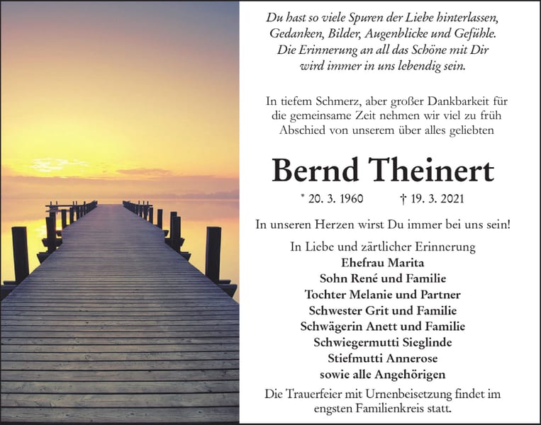Traueranzeige Bernd Theinert