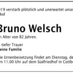 Traueranzeige Bruno Welsch