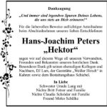 Danksagung Hans-Joachim Peters