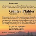 Danksagung Günter Pfähler
