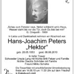 Traueranzeige Hans-Joachim Peters