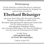 Danksagung Eberhard Bräuniger