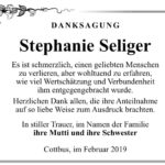 Traueranzeige Stephanie Seliger
