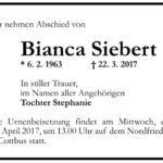 Traueranzeige Bianca Siebert