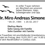 Traueranzeige Dr. Miro Andreas Simonek