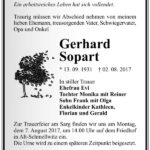 Traueranzeige Gerhard Sopart