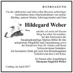 Danksagung Hildegard Weber