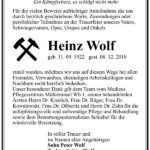 Traueranzeige Heinz Wolf