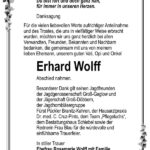 Danksagung Erhard Wolff