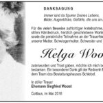 Danksagung Helga Woost