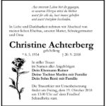 Traueranzeige Christine Achterberg