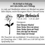 Traueranzeige Käte Behnisch