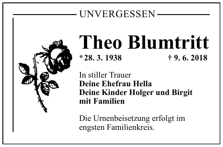 Traueranzeige Theo Blumtritt
