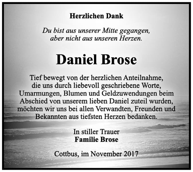 Danksagung Daniel Brose