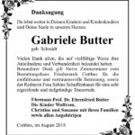 Danksagung Gabriele Butter, geb. Schmidt