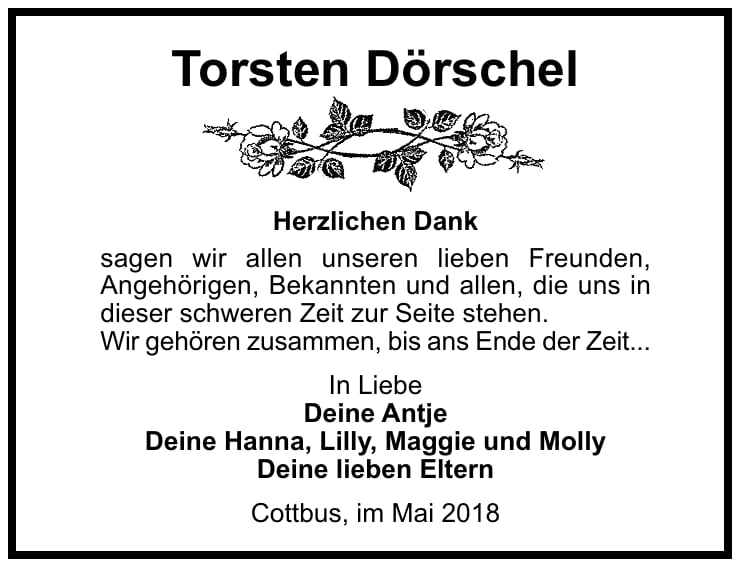 Danksagung Torsten Dörschel