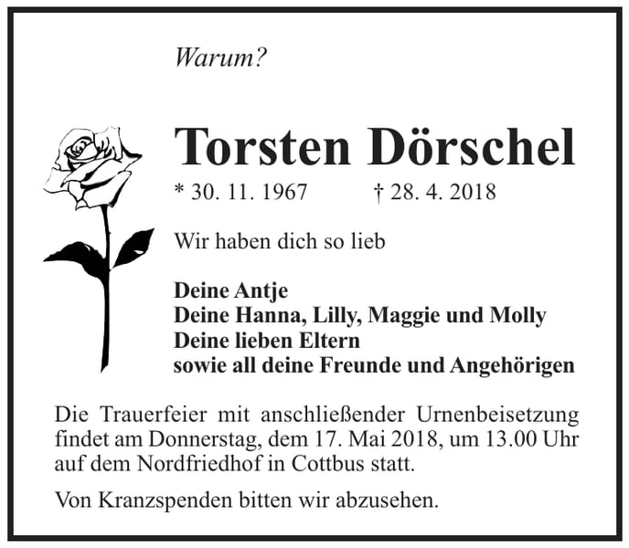 Traueranzeige Torsten Dörschel