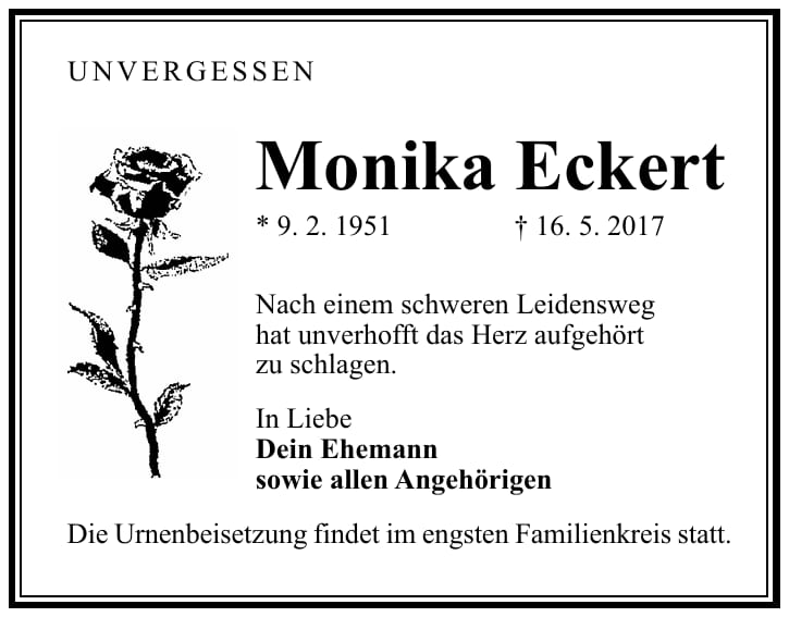 Traueranzeige Monika Eckert